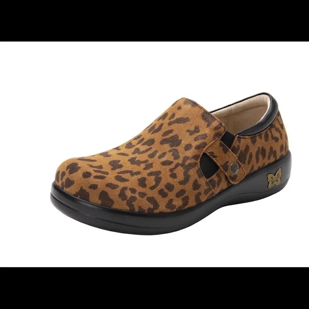 NEW Algeria Kara leopard print suede leather comfort shoes 7.5 EUR 38